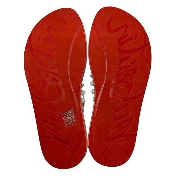 Christian Louboutin Loubi Flip Flop Spikes Donna Flat Thong Sandals EU 37 US 7 - Picture 8 of 9